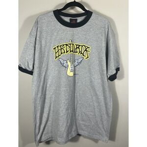 Jimi Hendrix Vintage Y2K Little Wing Guitar 2003 Ringer Shirt Zion Mens XL